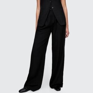 Gap 365 High Rise Linen-Blend Trousers Black 12 713998